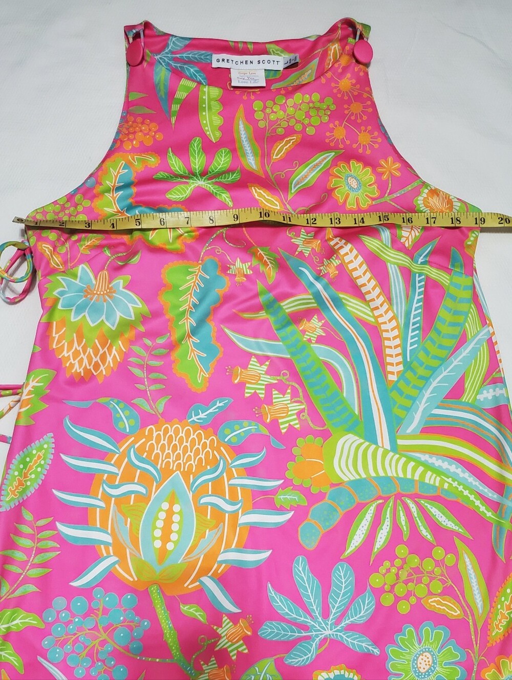 Gretchen Scott Jersey Side Tie Maxi Dress Hummingbird Heaven Pink Size Large - Picture 8 of 10
